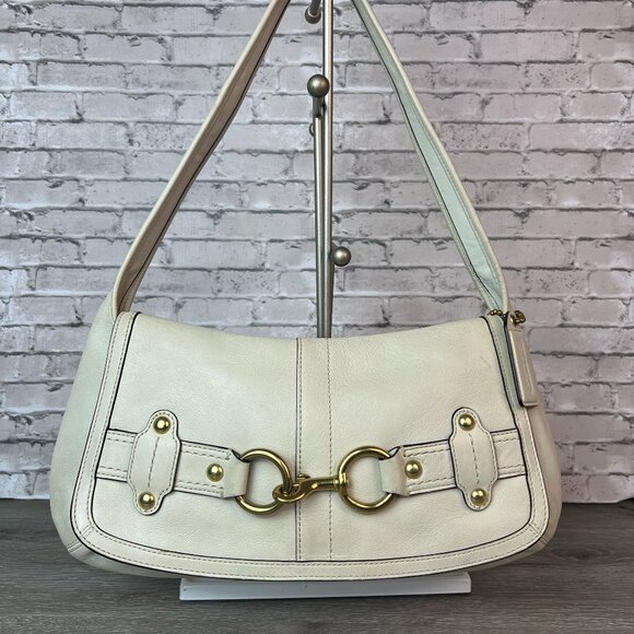 Coach Handbags - Coach 11263 Ergo Belted Flap Shoulder Bag White Leather